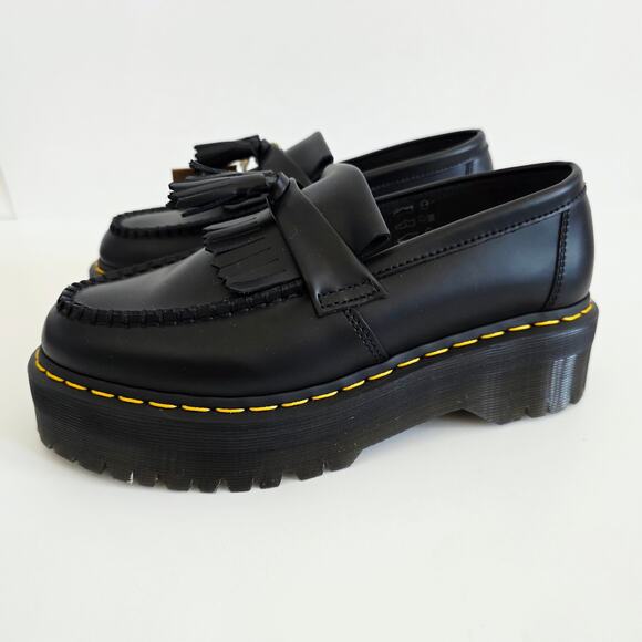 Dr. Martens Black Adrian Leather Platform Tassel Loafers Woman's 8 / Men's 7 - Picture 2 of 8